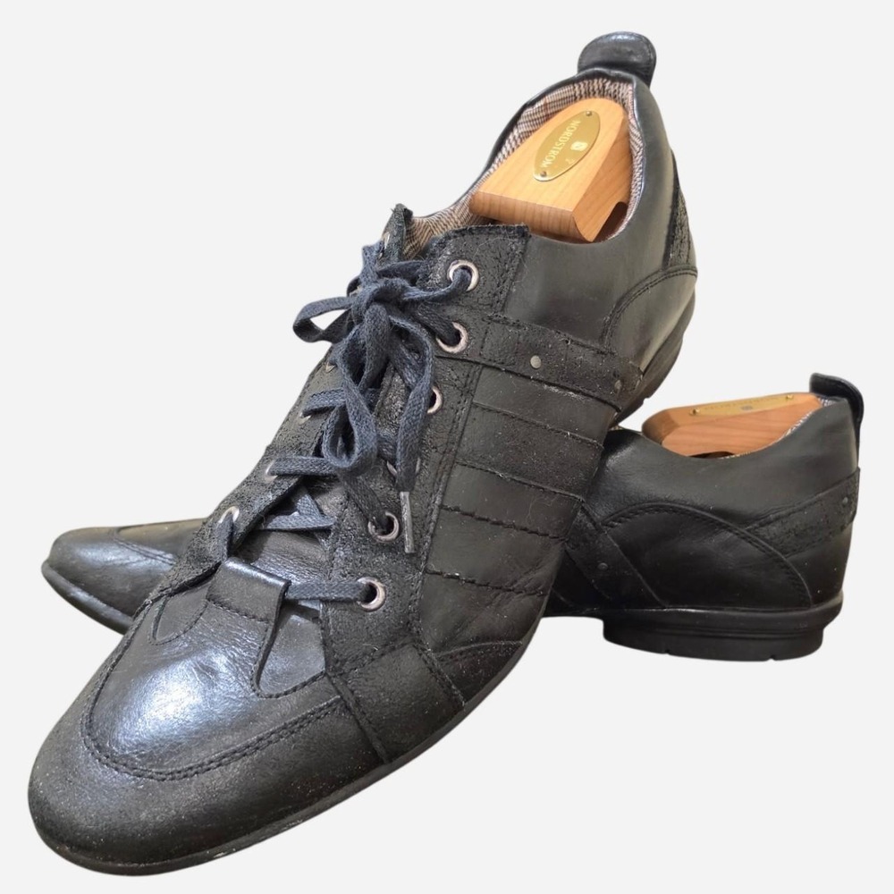 Bacco Bucci black leather lace up sneakers size 12